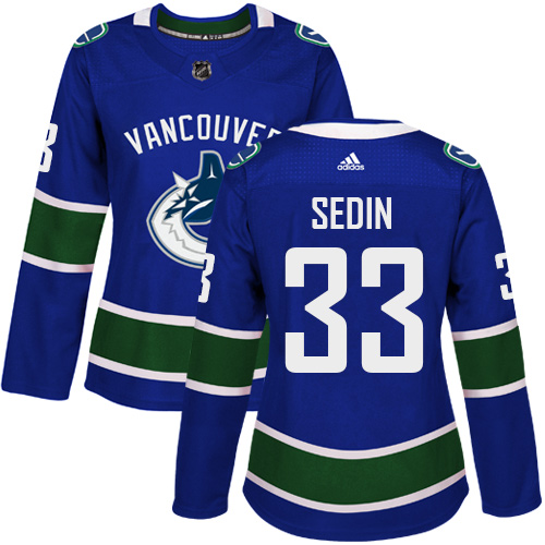 Adidas Vancouve Canucks 33 Henrik Sedin Blue Home Authentic Women Stitched NHL Jersey